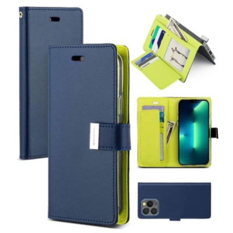 Goospery Rich Diary for iPhone 16 Plus – Navy Phonnic