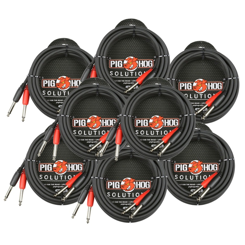 Pig Hog Dual 1/4″ Mono (Male) Cable, 10 ft PD-21410 – 8 Units