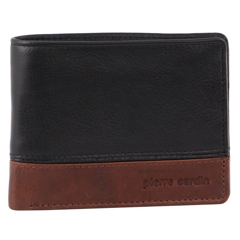 Pierre Cardin Men’s Leather Tri-Fold RFID Protected Wallet 12cm Black Cognac Orquestra