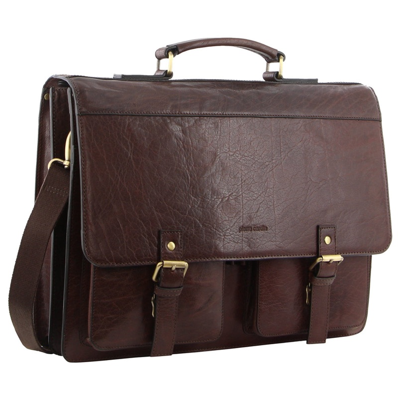 Pierre Cardin Men’s Leather Business/Computer Shoulder Bag 39x31cm Brown Orquestra