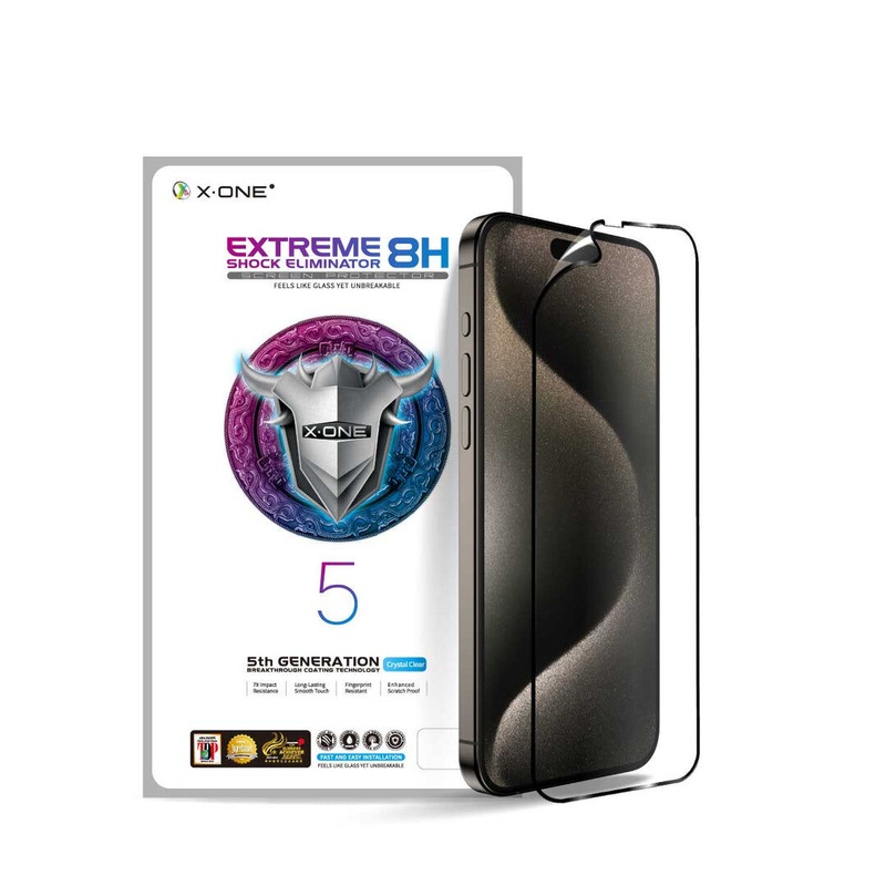 X.One Extreme Shock Hybrid Polymer Impact Screen Protector – iPhone 15 Pro (Transparent) Exyon
