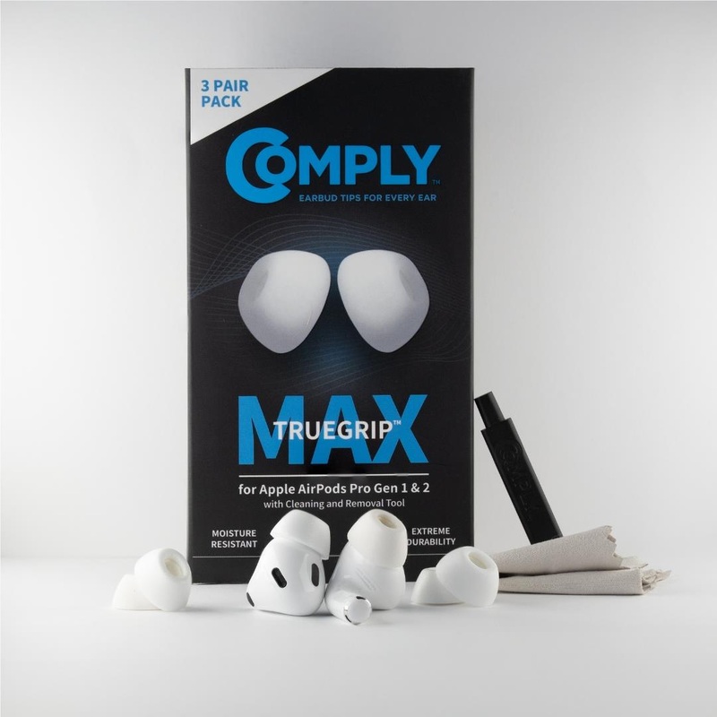 Comply TRUEGXP MAX Ear Tips for Apple AirPods Pro 1/2 (White) [Medium – 3 Pairs]