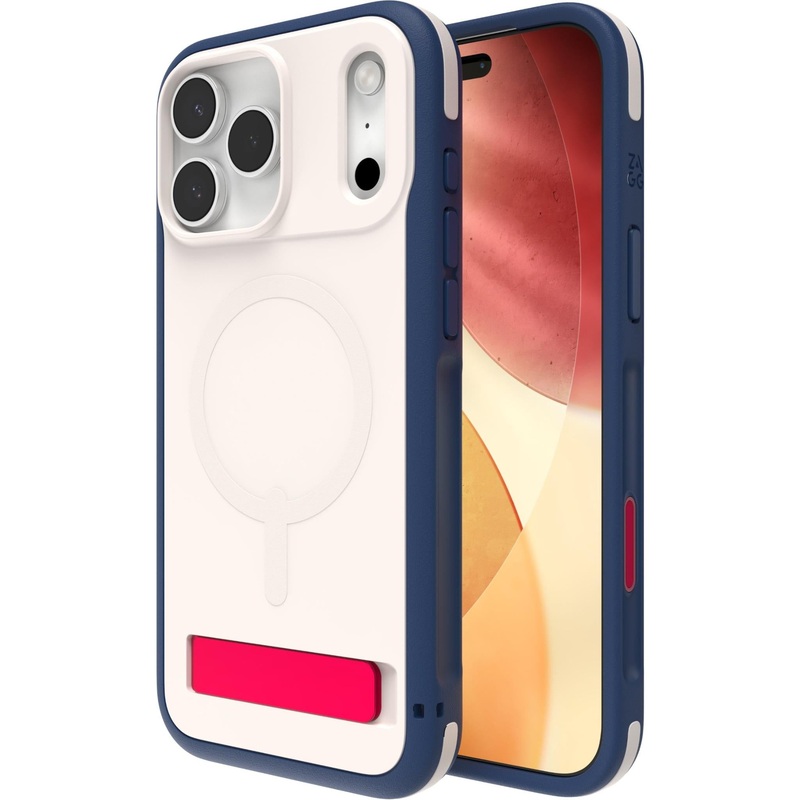 ZAGG Sedona Snap Kickstand + Camera Control Button Case for iPhone 17 Pro Max (Red Light and Blue)