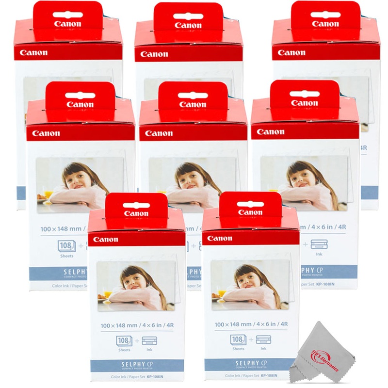 8x Canon KP-108IN Selphy Color Ink 4×6 Paper Set 3115B001 for SELPHY CP910 CP899