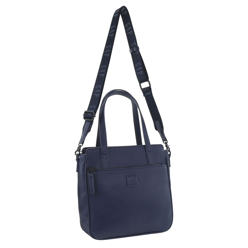 GAP Women’s Vegan Leather Mini Tote Shoulder Crossbody Bag w/ Zip Pocket Navy Orquestra