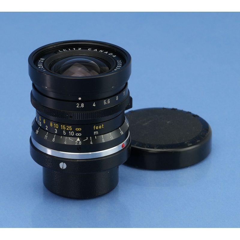 LEICA LEITZ 28MM ELMARIT F2.8 1ST V TRANSITIONAL BUTTON LOCK M 11801 LENS +CAPS