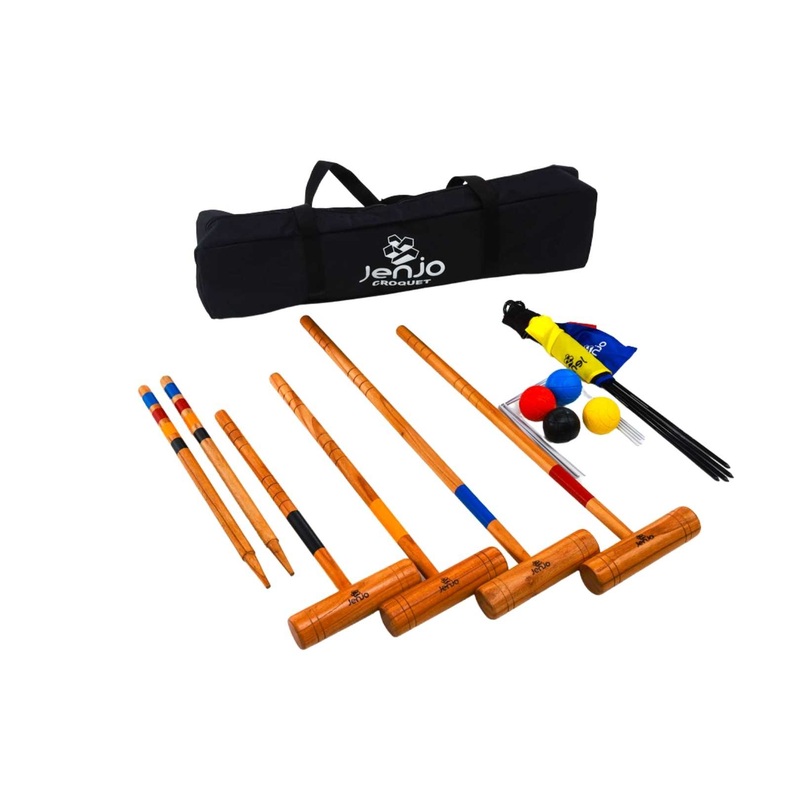 Jenjo Games Premium Wooden Outdoor Croquet Mallet Game Set with Carry Bag (4-Player) Jenjo Games