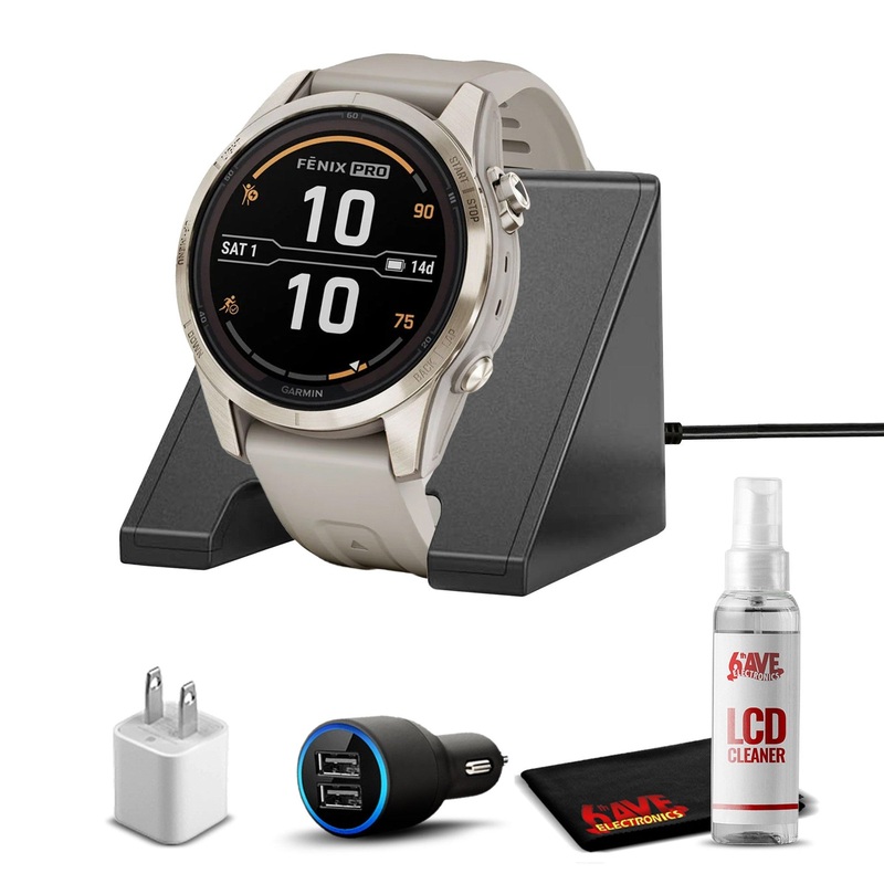 Garmin fenix 7S Pro Solar, Sapphire, Soft Gold Steel Light Sand with Accessories