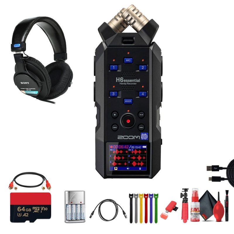 Zoom H6essential 6-Track 32-Bit Audio Recorder + MDR-7506 Headphones, Bundle