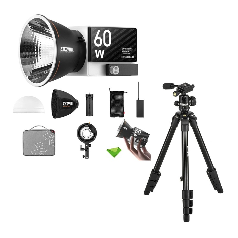 Zhiyun MOLUS G60 Bi-Color Pocket COB Monolight Bundle (Combo Kit) with Camera Tripod System
