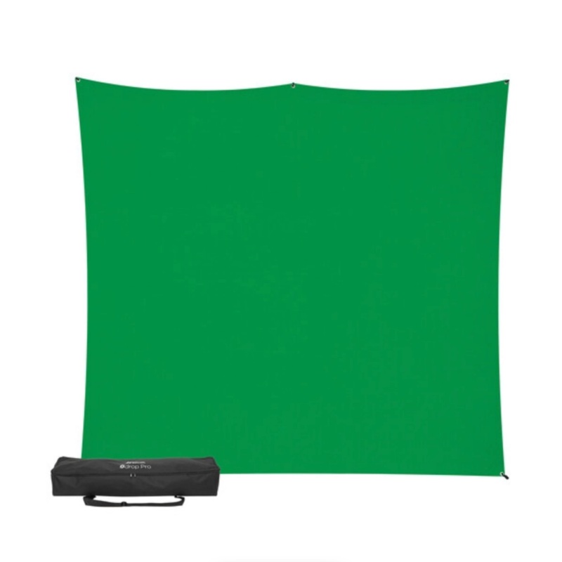 Westcott X-Drop Pro Fabric Backdrop Kit (Chroma-Key Green Screen, 8 x 8′)