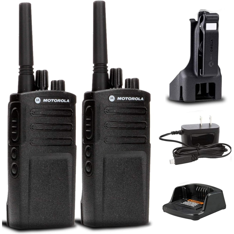 2 x Motorola RMV2080 On-Site 2-Way Business Radio + Mic Cleaner Spray + More