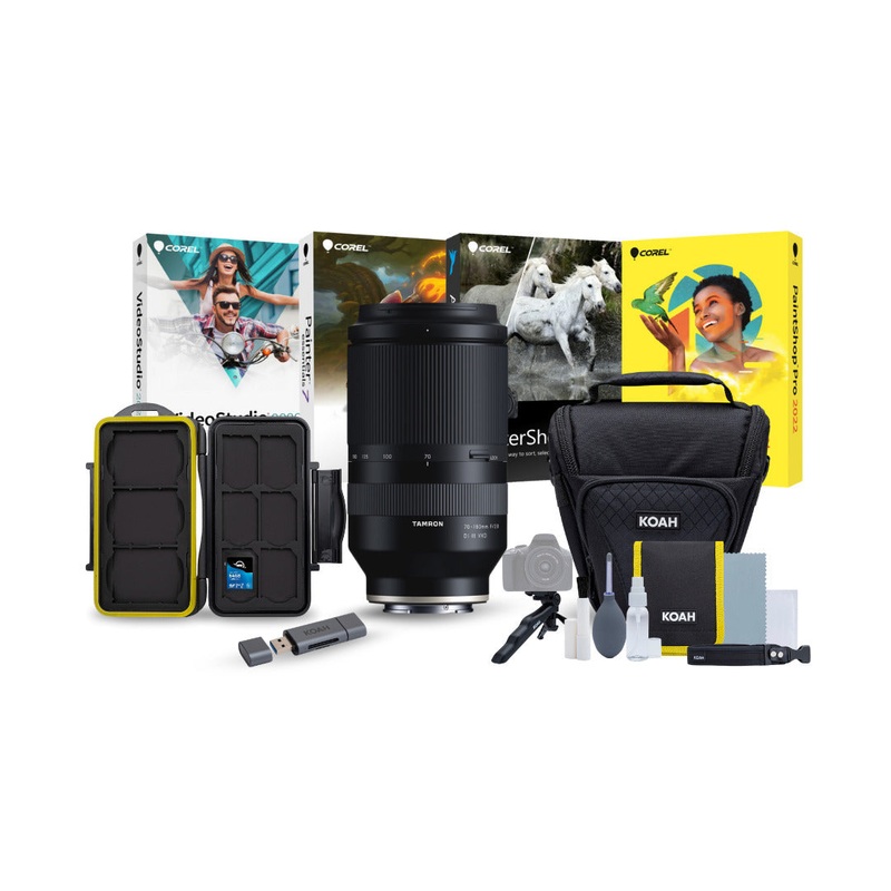 Tamron 70 to 180mm F2.8 Di III VXD Lens for Sony E-Mount with Camera Case and Card Reader Bundle
