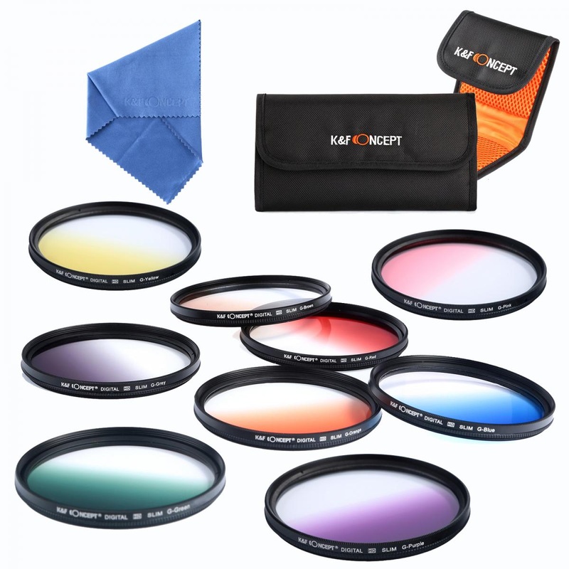 K&F Concept 62mm Filter Set (Graduated Orange, Blue, Grey, Red, Purple, Green, Pink, Brown, Yellow)