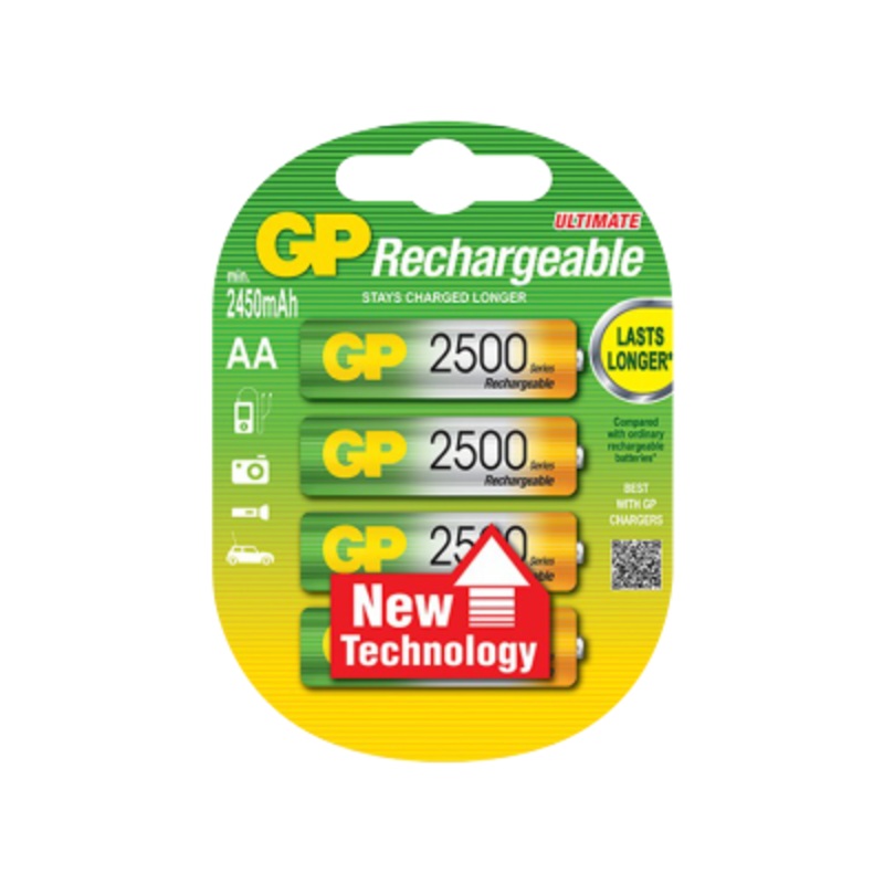 GP Batteries Rechargeable Ultimate AA 2500 4 pack