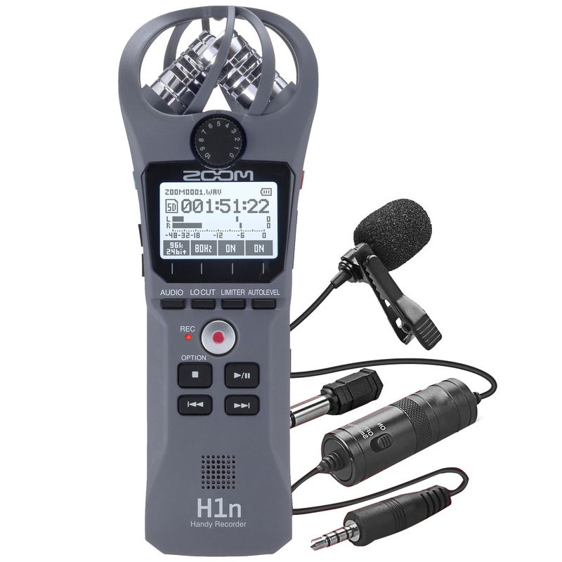 Zoom H1n 2-Input / 2-Track Portable Digital Handy Recorder – Gray and Vipro Professional Lavalier Condenser Microphone