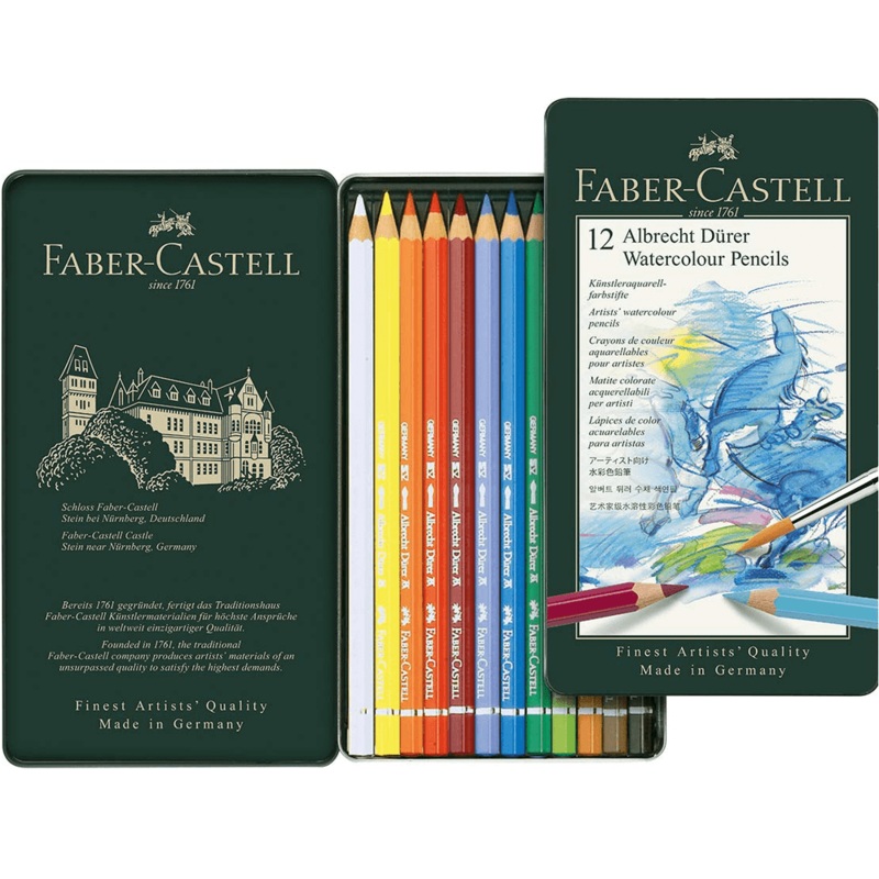 12 Faber-Castell Albrecht Durer Water Colour Pencils Tin Set SuperOffice