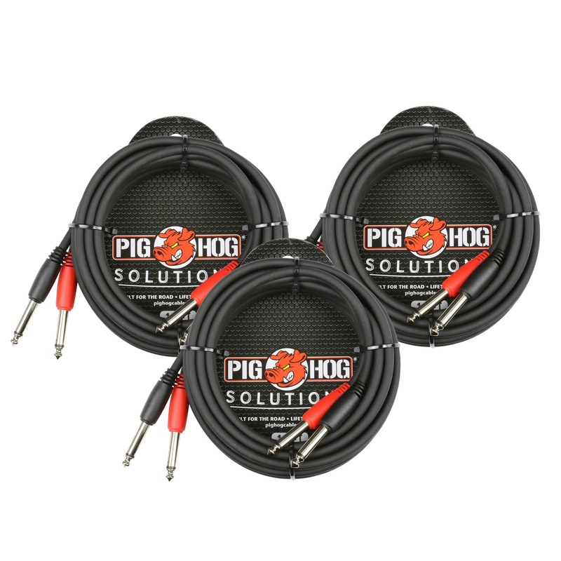 Pig Hog Dual 1/4″ Mono (Male) Cable, 10 ft PD-21410 – 3 Units