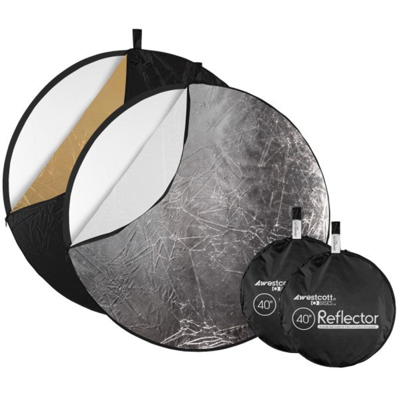 Westcott Collapsible 5-In-1 Reflector With Gold Surface (2-Pack, 40”)