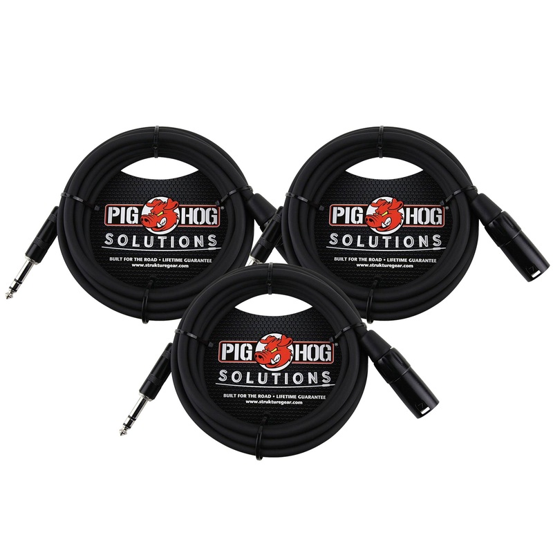 3x Pig Hog 1/4″ TRS to XLR Balance Adaptor Cable, 15 Feet PX-TMXM15