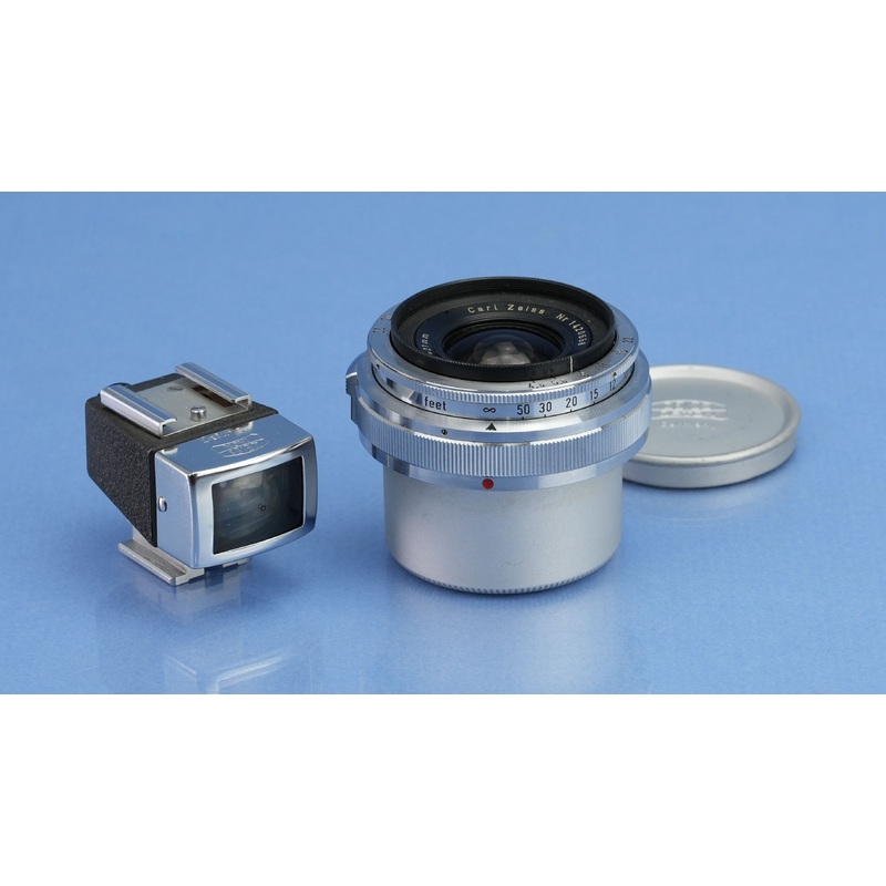 CONTAX CARL ZEISS BIOGON 21MM F4.5 RANGEFINDER LENS +CAPS +VIEWFINDER VERY NICE!