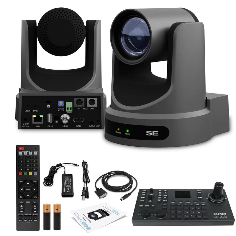 PTZOptics Move SE PTZ Camera with 12x Optical Zoom (PT12X-SE-GY-G3) + SuperJoy PTZ Camera Controller