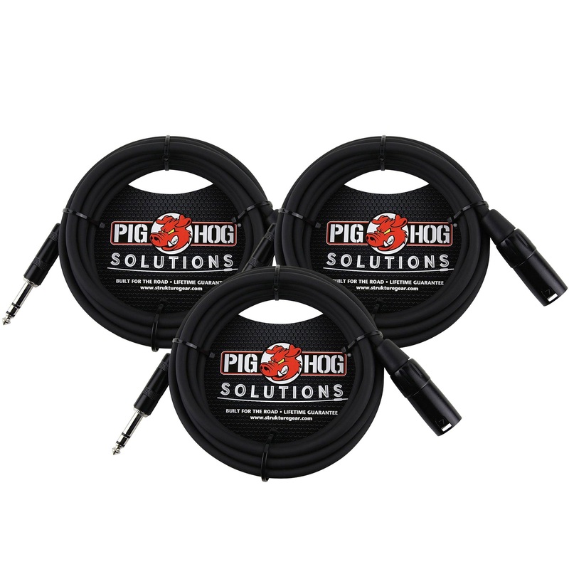 3x Pig Hog 1/4″ TRS to XLR Balance Adaptor Cable, 25 Feet PX-TMXM25