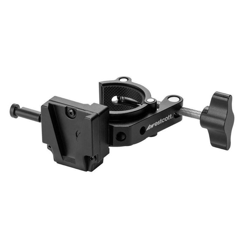 Westcott V-Mount Battery Clamp with Rubber-Padded Jaws and Durable, Compact Design (Black)