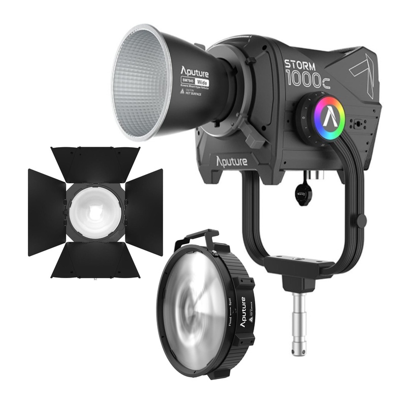 Aputure Storm 1000c Point-Source Fixture with Wide Hyper Reflector (Black) with CF12 Fresnel Bundle